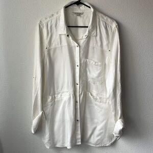 NWT Calvin Klein jeans shirt size XL gorgeous quality white snap up